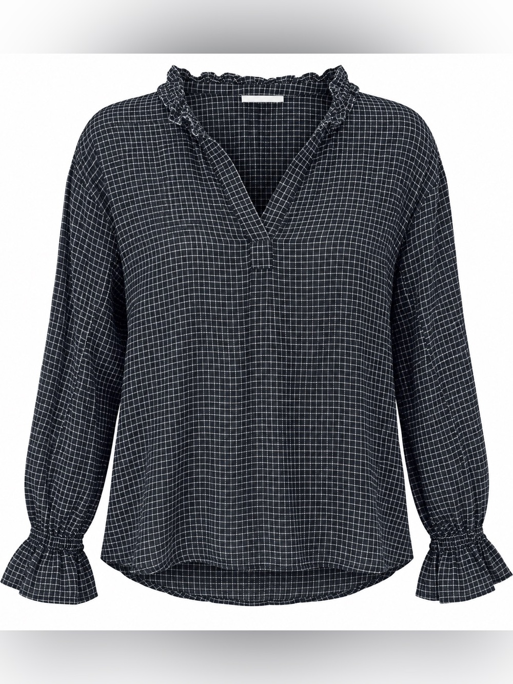 Elizabeth & James checked ruffle blouse, large